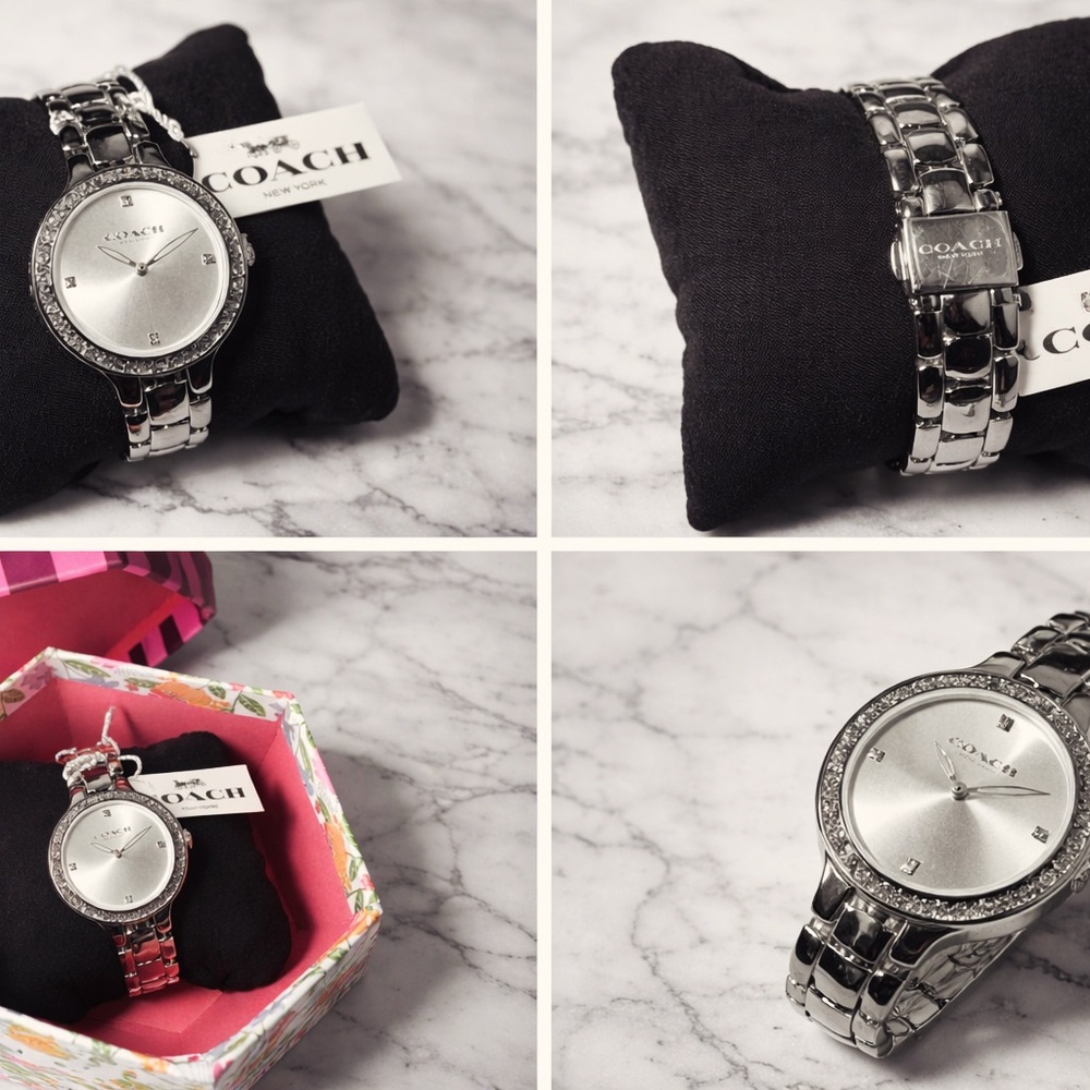 Coach Silver Crystal-Trim Stainless Steel Watch